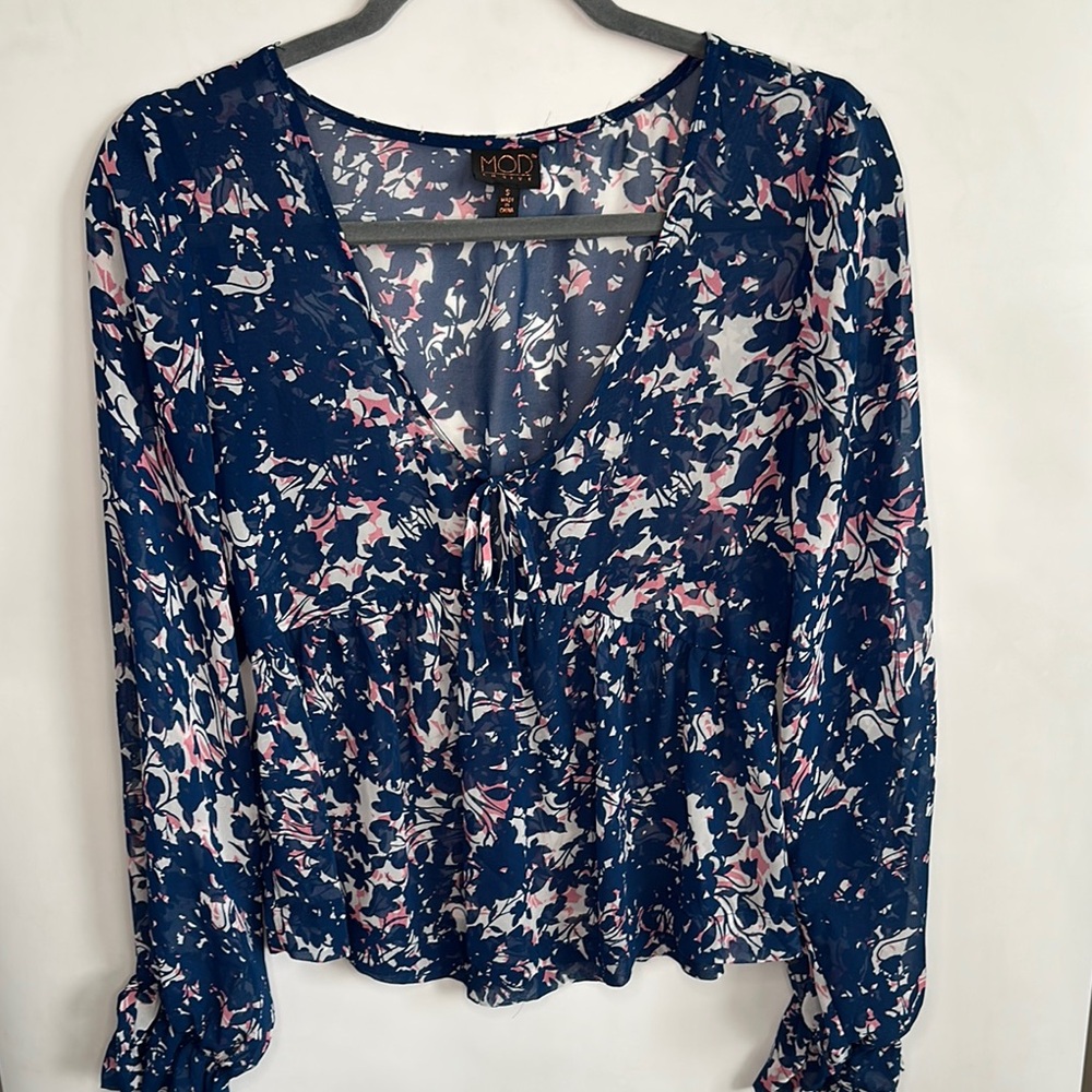 MOD LUSIVE Blue Ruffled Blouse